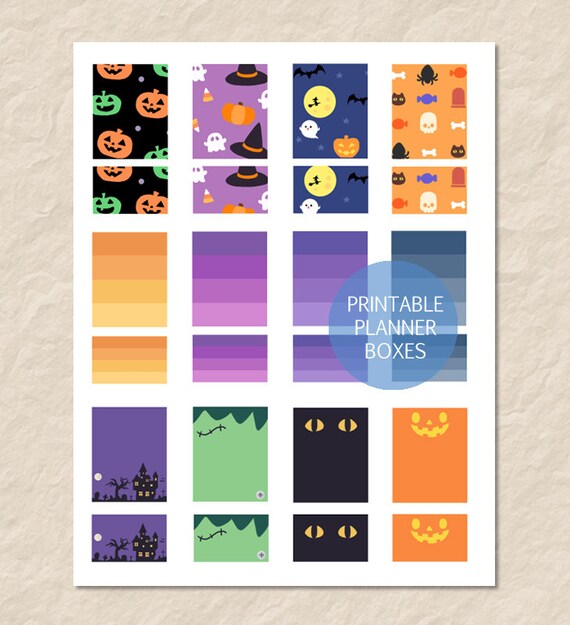 Printable Halloween Pattern Planner Box Stickers Halloween | Etsy