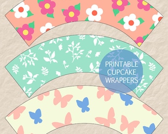 Spring Floral Butterfly Cupcake Wrappers (PDF Pattern)