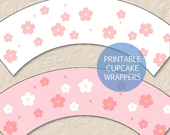 Cherry Blossom Cupcake Wrappers, Floral Hanami Print (Digital Download)