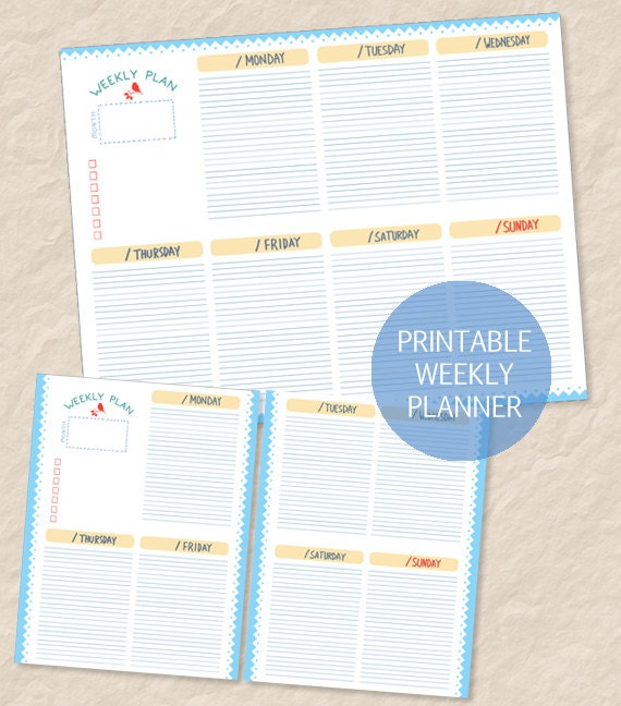 printable weekly planner printable undated weekly planner etsy