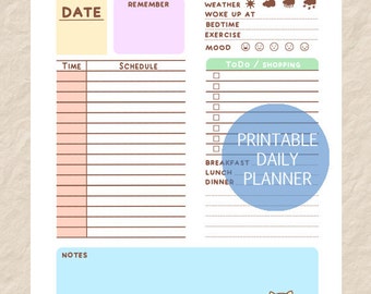 Printable Daily Planner, Cute Dog Theme (PDF Download)