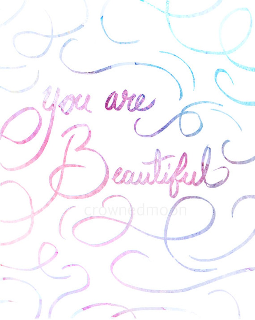 You Are Beautiful Print Wall Art Digital Print Typography Etsy