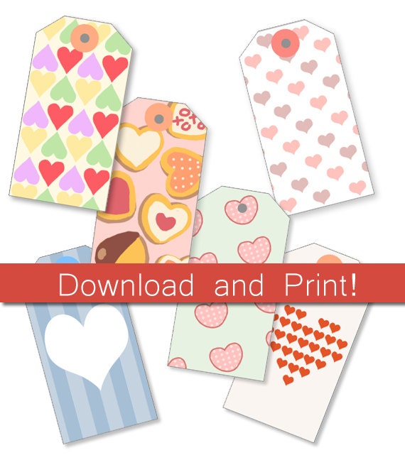 Printable Heart Valentine Hang Tags – DIY Gift Tags (Instant Download)