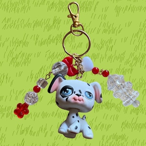 Vintage LPS Keychain: Handcrafted Beaded Bag Charm