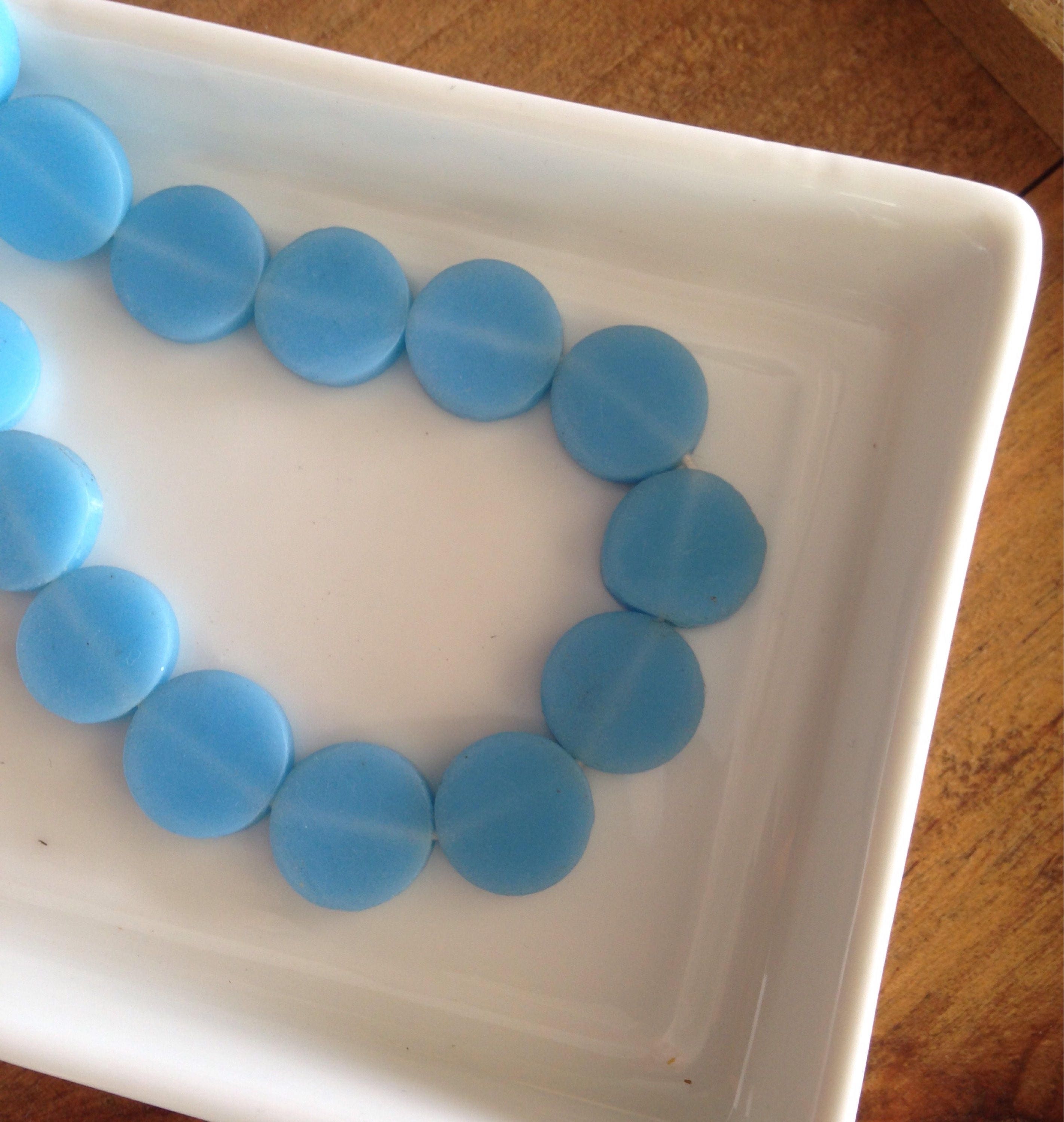 Aqua Blue Resin Beads Medium Blue Resin Coin Beads 6 15mm Etsy