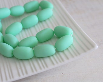 Mint Green Jelly Bean Resin Beads x 8 (20x10mm) - Chunky Beads, Mint Beads, Opaque Beads, Green, Retro Beads, Seafoam Blue