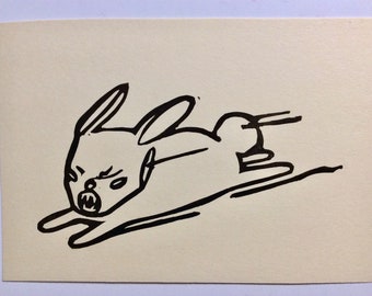 Bun! (Black ink on cream cardstock)