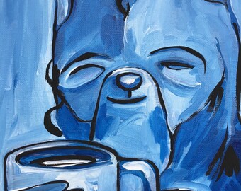First thing in the morning (bearded coffee cat)