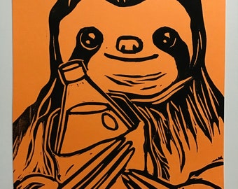 40oz. Sloth! (black ink on orange cardstock)