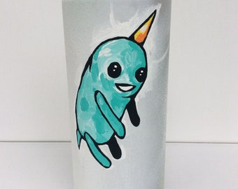 Up! (Hand painted burrito unicorn on an empty spray paint can)