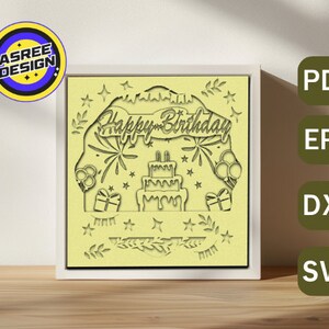 Shadow Box files,  SVG Birthday Party Shadow Box SVG, 3D Happy Birthday Svg, Party Shadow Box, 3D Birthday Cake Layered Papercut svg