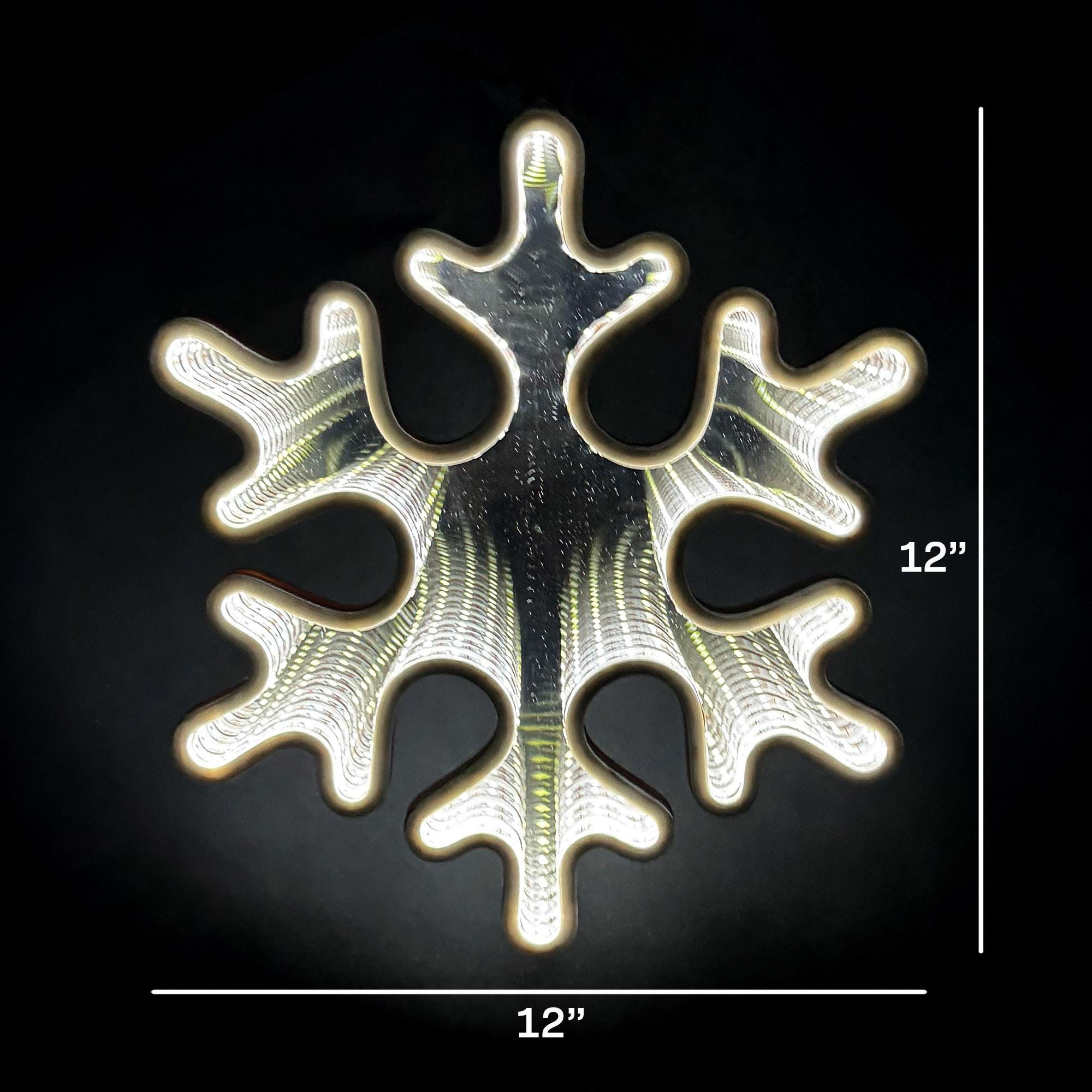 Snowflake Infinity Mirror Light - Christmas Tree LED Decor, USB Powered ...