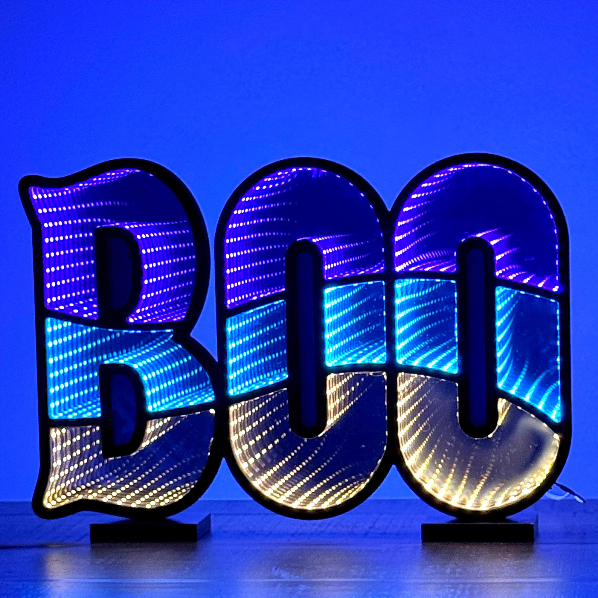 Boo Sign Infinity Mirror Light - Halloween LED Decor, Spooky USB ...