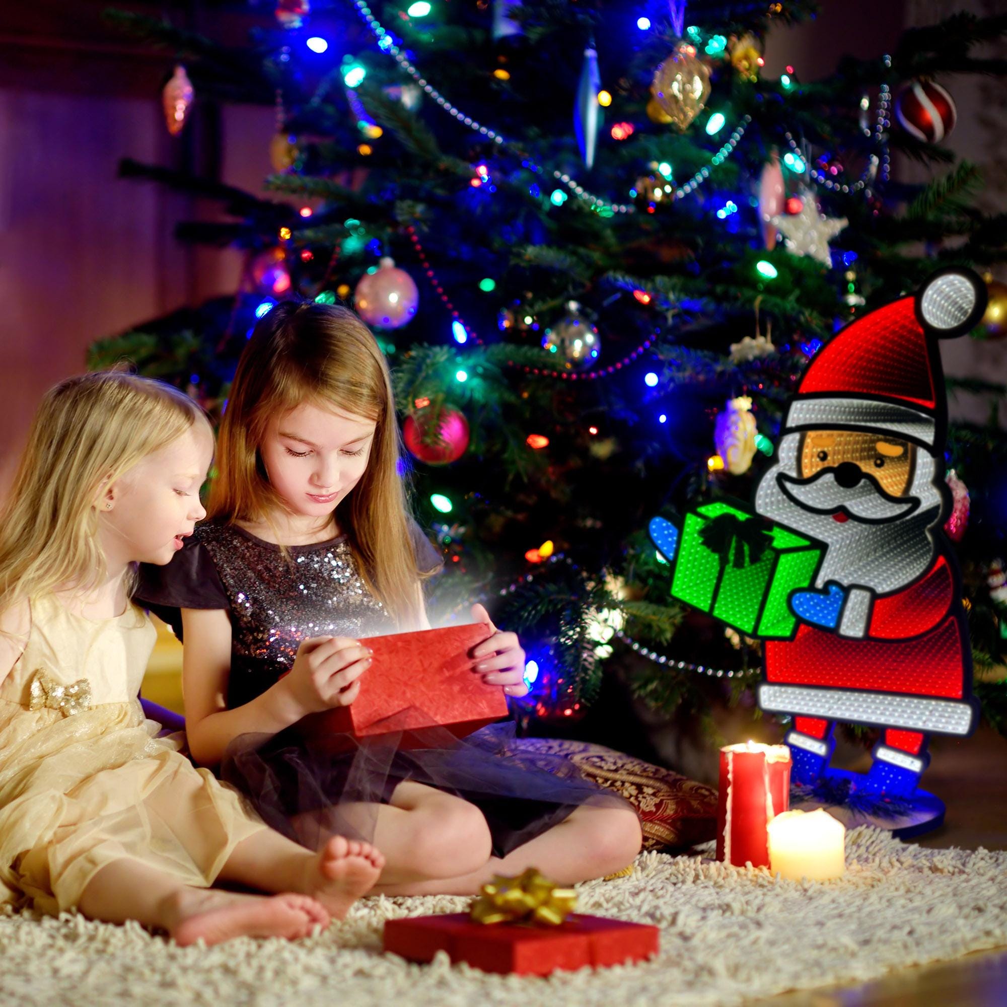 Luce di Babbo Natale a LED per esterni e interni, decorazione natalizia multifunzionale con 8 modalità controllabili tramite telecomando, impermeabile IP44 in bianco caldo e RGB (3,3 M