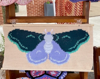 Moonlit Moth Crochet Tapestry Pattern PDF, Bug Inspired Crochet Pattern