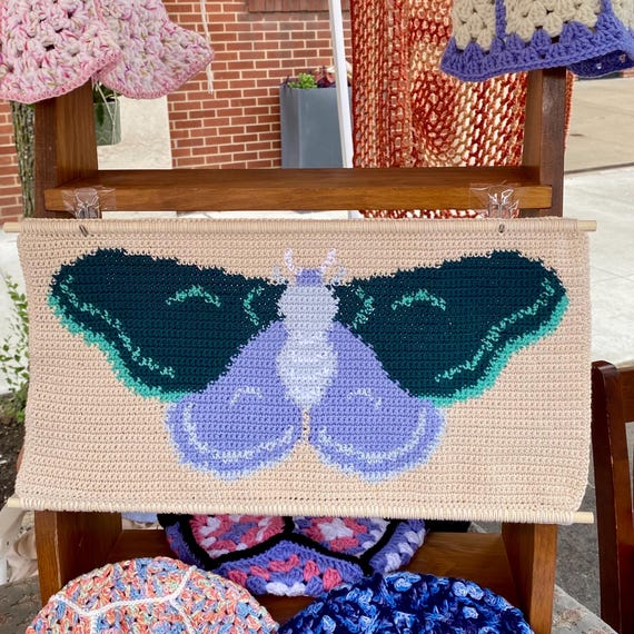 Moonlit Moth Crochet Tapestry Pattern PDF, Bug Inspired Crochet Pattern