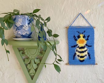 Honeybee Crochet Tapestry Pattern PDF, Pink Whimsical Crochet Pattern