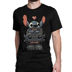 Camiseta linda de Stitch y Dragón, tallas para hombre y mujer
