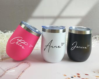 Personalized 12OZ Stainless Steel Wine Tumbler, Custom Travel  Mug, Everyday Use