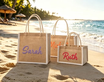 Personalized Girls Trip Tote Bag, Custom Beach Vacation Pool Tote, Preppy Lake Weekend Bag, Summer Travel Tote for Women