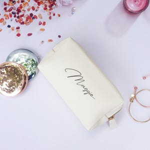 Personalized Leather Cosmetic Bag, Custom Monogram Makeup Bag, Bridal Gift image 6