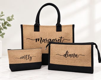 Personalized Jute Tote Bag, Custom Market Bag, Reusable Shopping Tote, Large Burlap Bag, Everyday Carryall