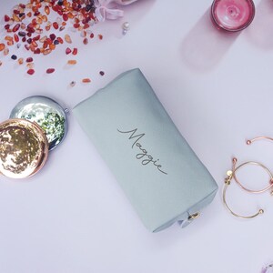 Personalized Leather Cosmetic Bag, Custom Monogram Makeup Bag, Bridal Gift image 8