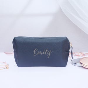 Personalized Leather Cosmetic Bag, Custom Monogram Makeup Bag, Bridal Gift image 9