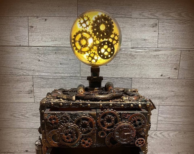 Rugged Steampunk Jewelry Box ~ Lights up!