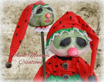 Primitive Spring Summer Watermelon Doll and Mini Watermelon Wand Sidekick!