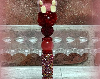 Handmade Bling Pen, Beaded Monster Theme, Refillable