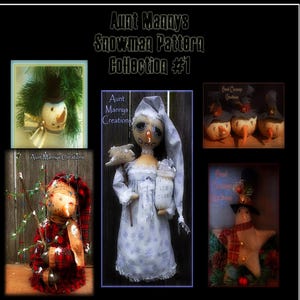 Primitive Snowman Pattern Collection #5 Veel van 5 patronen! Koop meer, betaal minder!