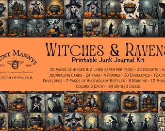 Aunt Mannys Witches & Ravens Printable Journal Kit Halloween Goth Grunge