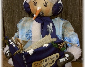 Primitive Christmas Caroling Snowman Doll Pattern