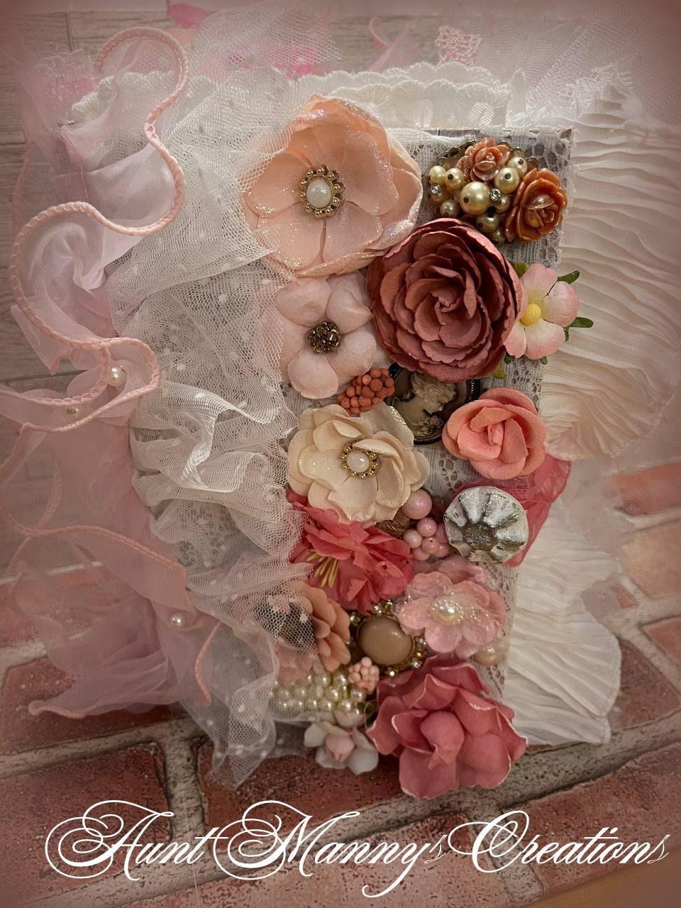 Vintage style distress floral junk journal papers, digital