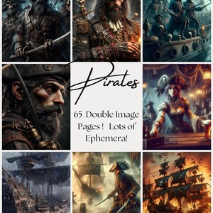 Tante Mannys Pirates Junk Journal Kit mit Ephemera! 65 Doppelbildseiten, 36 Taschen, 24 Karten, 12 Spulen, 4 Bingokarten & Mehr!