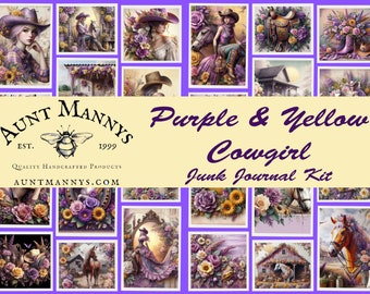 Aunt Mannys Purple & Yellow Cowgirl Printable Journal Kit With Ephemera!