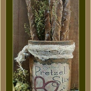 Primitive Folk Art Old Time Pretzel Ornies in Grubby Jar NO SEW ePattern