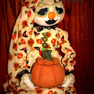 Primitive Autumn Doll With Hollow Pumpkin