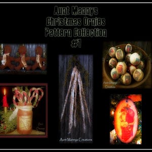 Primitive Christmas Ornies-patrooncollectie #1 Veel van 5 patronen! Koop meer, betaal minder!