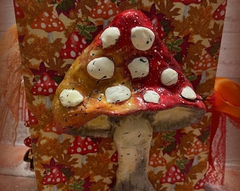 Vintage Style Mushroom Journal With Handmade 3d Mushroom Cover and Interactive Elements!