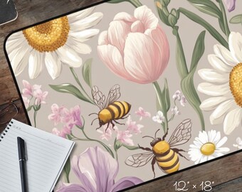 12" × 18" Cute Desk Mat | Floral Cottagecore Office & Home Decor | Easy to Clean