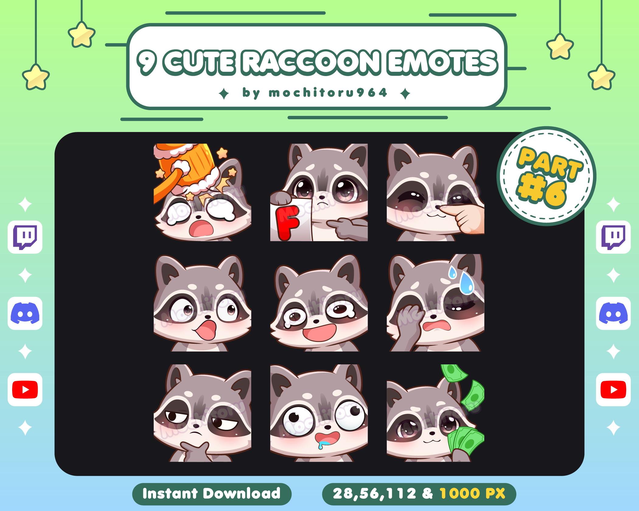 Twitch Emote - Cute Raccoon Emotes | 9 Raccoon Emotes Part 6 | Chibi ...