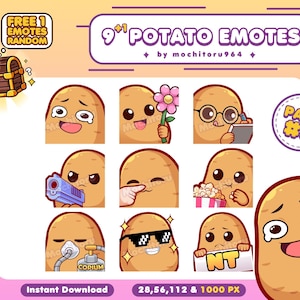 Cute Potato Emotes - Part 5 | 10 Kawaii Emotes for Twitch, Discord, YouTube | Adorable Streamer & Gamer Set