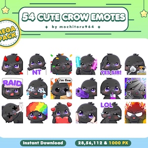 Twitch Emote - Cute Crow Emotes | 54 Raven Emotes Mega Pack | Kawaii ...