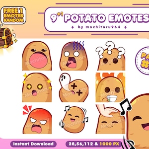 Cute Potato Emotes - Part 2 | 10 Kawaii Emotes for Twitch, Discord, YouTube | Adorable Streamer & Gamer Set