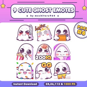 Emote do Twitch - Emotes de Fantasmas Fofos | 9 Fantasmas Chibi Parte 6 | Emotes Assustadores Kawaii | Fantasma de Desenho Animado | Emotes de Halloween para Twitch Discord YouTube
