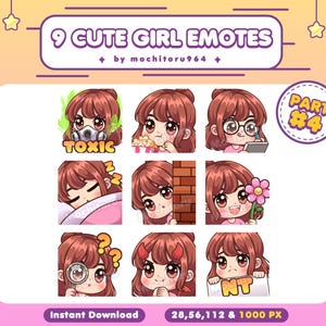 9 gestos de chicas lindas, parte 4 / Cabello corto castaño / Chica linda / Chica de cabello castaño / Gestos lindos / Gestos de chica chibi / Gestos de Twitch / Gestos femeninos