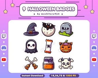 Twitch Badges / Halloween Badges / 9 Badges / Halloween / Badges Ghost / Emotes / Cute Halloween / YouTube Badges / Discord Badges / Badges