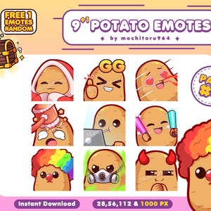 Cute Potato Emotes - Part 4 | 10 Kawaii Emotes for Twitch, Discord, YouTube | Adorable Streamer & Gamer Set